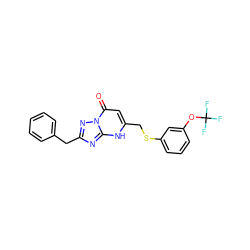 O=c1cc(CSc2cccc(OC(F)(F)F)c2)[nH]c2nc(Cc3ccccc3)nn12 ZINC000103236973