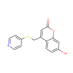 O=c1cc(CSc2ccncc2)c2ccc(O)cc2o1 ZINC000045390047