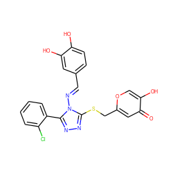 O=c1cc(CSc2nnc(-c3ccccc3Cl)n2/N=C/c2ccc(O)c(O)c2)occ1O ZINC001772619882