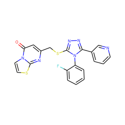 O=c1cc(CSc2nnc(-c3cccnc3)n2-c2ccccc2F)nc2sccn12 ZINC000003370934