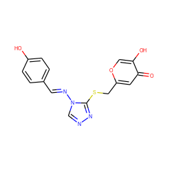 O=c1cc(CSc2nncn2/N=C/c2ccc(O)cc2)occ1O ZINC001772601151