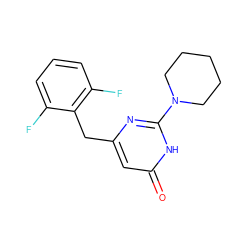 O=c1cc(Cc2c(F)cccc2F)nc(N2CCCCC2)[nH]1 ZINC000018068997