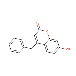 O=c1cc(Cc2ccccc2)c2ccc(O)cc2o1 ZINC000045349746