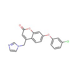 O=c1cc(Cn2ccnc2)c2ccc(Oc3cccc(Cl)c3)cc2o1 ZINC000066102874