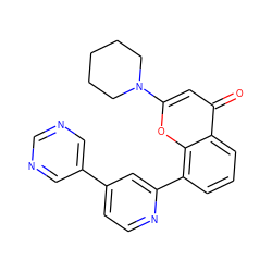 O=c1cc(N2CCCCC2)oc2c(-c3cc(-c4cncnc4)ccn3)cccc12 ZINC000100077983