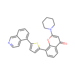 O=c1cc(N2CCCCC2)oc2c(-c3ccc(-c4cccc5cnccc45)s3)cccc12 ZINC000101172363