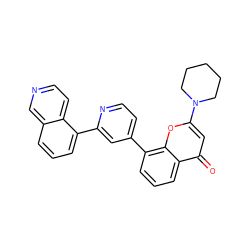 O=c1cc(N2CCCCC2)oc2c(-c3ccnc(-c4cccc5cnccc45)c3)cccc12 ZINC000100078022