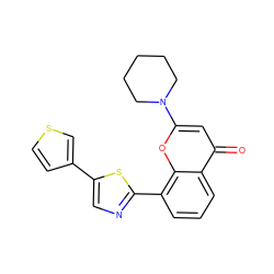 O=c1cc(N2CCCCC2)oc2c(-c3ncc(-c4ccsc4)s3)cccc12 ZINC000101171410