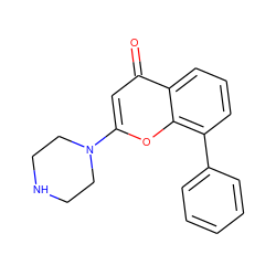 O=c1cc(N2CCNCC2)oc2c(-c3ccccc3)cccc12 ZINC000002507616