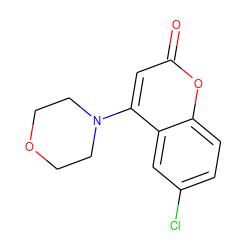 O=c1cc(N2CCOCC2)c2cc(Cl)ccc2o1 ZINC000013608121