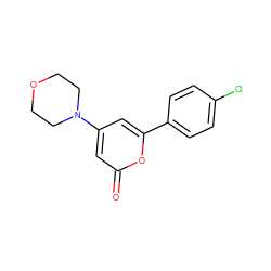 O=c1cc(N2CCOCC2)cc(-c2ccc(Cl)cc2)o1 ZINC000049942525