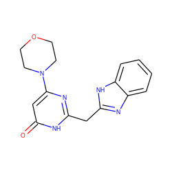 O=c1cc(N2CCOCC2)nc(Cc2nc3ccccc3[nH]2)[nH]1 ZINC000084670355