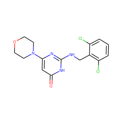 O=c1cc(N2CCOCC2)nc(NCc2c(Cl)cccc2Cl)[nH]1 ZINC000095573736