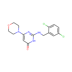 O=c1cc(N2CCOCC2)nc(NCc2cc(Cl)ccc2Cl)[nH]1 ZINC000095575590