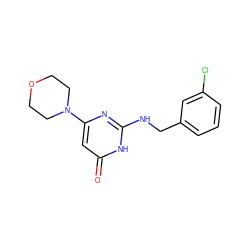 O=c1cc(N2CCOCC2)nc(NCc2cccc(Cl)c2)[nH]1 ZINC000095573161