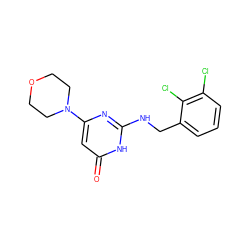 O=c1cc(N2CCOCC2)nc(NCc2cccc(Cl)c2Cl)[nH]1 ZINC000095574953