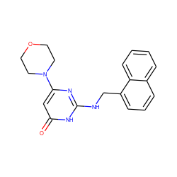 O=c1cc(N2CCOCC2)nc(NCc2cccc3ccccc23)[nH]1 ZINC000095577371