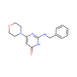 O=c1cc(N2CCOCC2)nc(NCc2ccccc2)[nH]1 ZINC000095578392