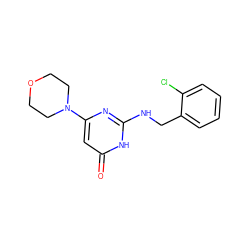 O=c1cc(N2CCOCC2)nc(NCc2ccccc2Cl)[nH]1 ZINC000095572025