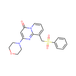 O=c1cc(N2CCOCC2)nc2c(CS(=O)(=O)c3ccccc3)cccn12 ZINC000473124794