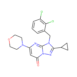 O=c1cc(N2CCOCC2)nc2n(Cc3cccc(Cl)c3Cl)c(C3CC3)nn12 ZINC000084619695