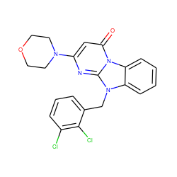 O=c1cc(N2CCOCC2)nc2n(Cc3cccc(Cl)c3Cl)c3ccccc3n12 ZINC000073294564