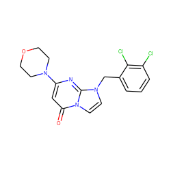 O=c1cc(N2CCOCC2)nc2n(Cc3cccc(Cl)c3Cl)ccn12 ZINC000073297647