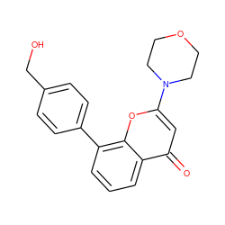 O=c1cc(N2CCOCC2)oc2c(-c3ccc(CO)cc3)cccc12 ZINC000013677241