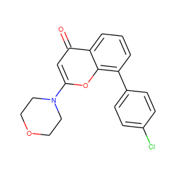 O=c1cc(N2CCOCC2)oc2c(-c3ccc(Cl)cc3)cccc12 ZINC000013677235