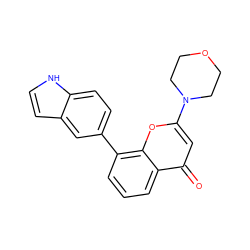 O=c1cc(N2CCOCC2)oc2c(-c3ccc4[nH]ccc4c3)cccc12 ZINC000013677247