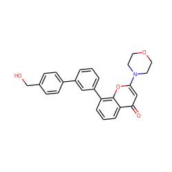 O=c1cc(N2CCOCC2)oc2c(-c3cccc(-c4ccc(CO)cc4)c3)cccc12 ZINC000101172091