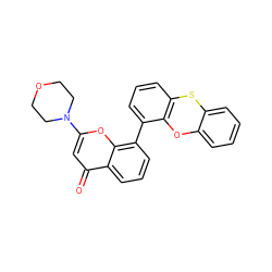 O=c1cc(N2CCOCC2)oc2c(-c3cccc4c3Oc3ccccc3S4)cccc12 ZINC000013677261