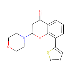 O=c1cc(N2CCOCC2)oc2c(-c3cccs3)cccc12 ZINC000013677216