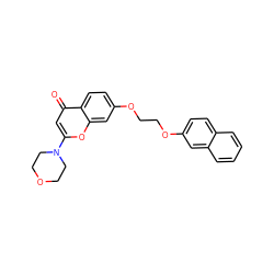 O=c1cc(N2CCOCC2)oc2cc(OCCOc3ccc4ccccc4c3)ccc12 ZINC000013677043