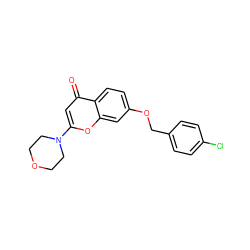 O=c1cc(N2CCOCC2)oc2cc(OCc3ccc(Cl)cc3)ccc12 ZINC000013676988