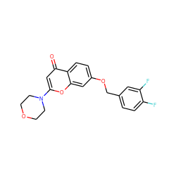 O=c1cc(N2CCOCC2)oc2cc(OCc3ccc(F)c(F)c3)ccc12 ZINC000013677014