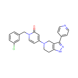 O=c1cc(N2CCc3[nH]nc(-c4ccncc4)c3C2)ccn1Cc1cccc(Cl)c1 ZINC000473094056