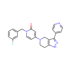 O=c1cc(N2CCc3[nH]nc(-c4ccncc4)c3C2)ccn1Cc1cccc(F)c1 ZINC000473087964