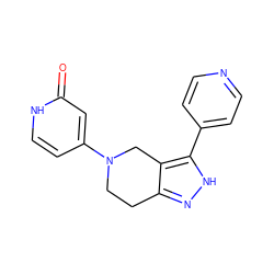 O=c1cc(N2CCc3n[nH]c(-c4ccncc4)c3C2)cc[nH]1 ZINC000263620240