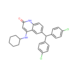 O=c1cc(NC2CCCCC2)c2cc(C(c3ccc(Cl)cc3)c3ccc(Cl)cc3)ccc2[nH]1 ZINC001772582849