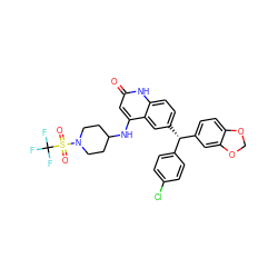 O=c1cc(NC2CCN(S(=O)(=O)C(F)(F)F)CC2)c2cc([C@@H](c3ccc(Cl)cc3)c3ccc4c(c3)OCO4)ccc2[nH]1 ZINC001772631342