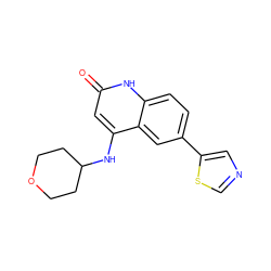 O=c1cc(NC2CCOCC2)c2cc(-c3cncs3)ccc2[nH]1 ZINC000299850691