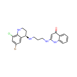 O=c1cc(NCCCN[C@@H]2CCNc3c(Cl)cc(Br)cc32)[nH]c2ccccc12 ZINC000003925584