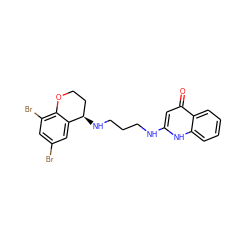 O=c1cc(NCCCN[C@@H]2CCOc3c(Br)cc(Br)cc32)[nH]c2ccccc12 ZINC000003925593