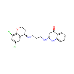 O=c1cc(NCCCN[C@@H]2CCOc3c(Cl)cc(Cl)cc32)[nH]c2ccccc12 ZINC000003925578