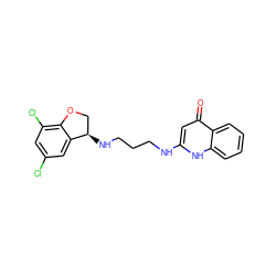 O=c1cc(NCCCN[C@@H]2COc3c(Cl)cc(Cl)cc32)[nH]c2ccccc12 ZINC000003925579