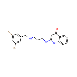 O=c1cc(NCCCNCc2cc(Br)cc(Br)c2)[nH]c2ccccc12 ZINC000013487760