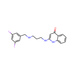 O=c1cc(NCCCNCc2cc(I)cc(I)c2)[nH]c2ccccc12 ZINC000027726319