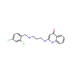 O=c1cc(NCCCNCc2ccc(Cl)cc2Cl)[nH]c2ccccc12 ZINC000013487757