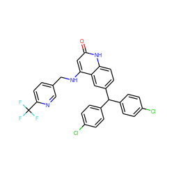 O=c1cc(NCc2ccc(C(F)(F)F)nc2)c2cc(C(c3ccc(Cl)cc3)c3ccc(Cl)cc3)ccc2[nH]1 ZINC001772628088